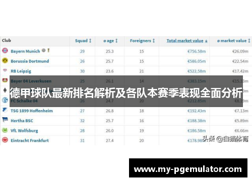 德甲球队最新排名解析及各队本赛季表现全面分析